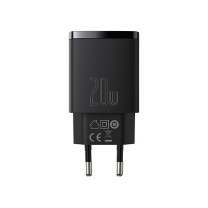 Incarcator Retea Compact 1, Baseus, USB-A 18W, USB-C 20W, Negru - Img 2
