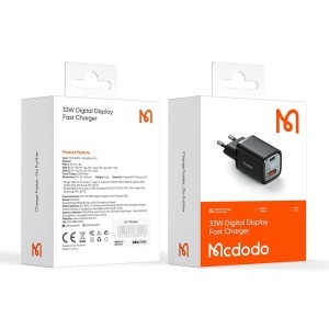 Incarcator Retea, McDodo 1701, 1x USB-A, 1x USB-C, Fast Charge, Display Digital, 33W, Negru - Img 5