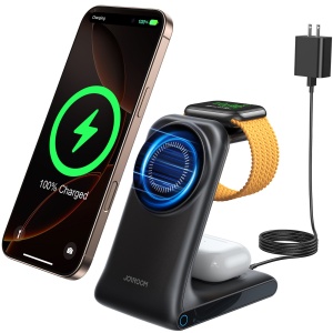 Incarcator Wireless 3 in 1 pentru Smartphone, Smartwatch si Casti, Joyroom, Compatibil MagSafe, Negru - Img 2