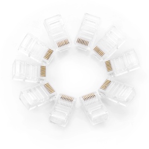 Set 100x Conectori, Ugreen NW110, RJ45 8P8C, UTP Cat5, Cat5e, Transparent - Img 2