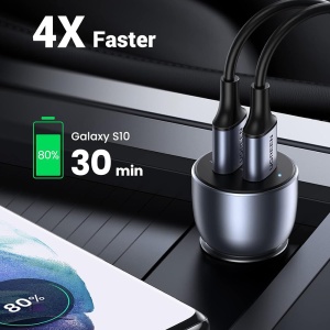 Ugreen 10144 Incarcator Auto 36W, 3A, 2x USB, Fast Charging, Albastru - Img 3