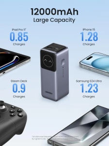 Baterie Externa 12000mAh, 100W, Ugreen PB724, 1x USB-A, 1x USB-C, Display LED, Space Gray - Img 4