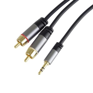 Cablu Audio Jack Stereo, Basekit, Jack 3.5mm la 2RCA Tata, 1.5/3/5m, Negru