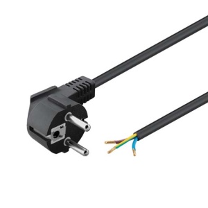 Cablu de Alimentare Schuko CEE 7/7 (T) la Fir Liber, Basekit, 230V 16A, Negru - Img 1