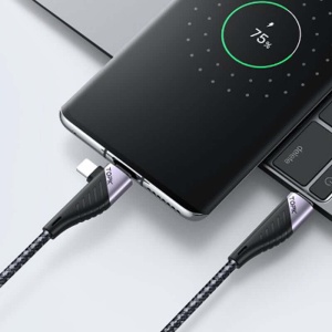 Cablu de date TopK AN74D 2 in 1, USB Type-C la USB Type-C si iPhone Lightning, 3A, 1m, Negru - Img 7
