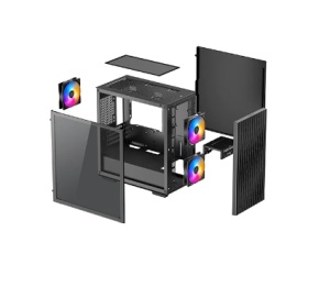 CARCASA DEEPCOOL MATREXX 40 3FS, Mini Tower M-ATX, fara sursa, sticla securizata, 3xfan, USB 2.0 x 1,USB 3.0 x 1,Jack 3.5mmx1,mesh pt. filtrare praf "DP-MATX-MATREXX40-3FS"  - 3