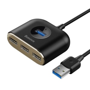 HUB extern Baseus Square, porturi USB: USB 3.0 x 1 + USB 2.0 x 3, conectare prin USB 3.0, lungime 1 m, negru, "CAHUB-AY01"  - 6953156297104 - 2