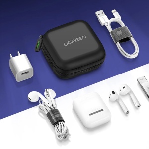 Husa Universala Tip Case, Organizare Casti si Electronice Mici, Ugreen LP128, 8 x 8 cm, Fermoar, Carabina, Negru - Img 3