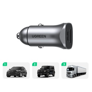 Incarcator Auto 1x USB-A 1x USB-C 30W, QC3.0, PPS, Ugreen CD130, Gray - Img 4