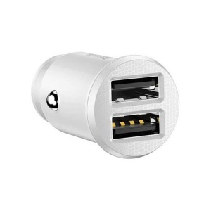 Incarcator Auto 2x USB-A 5V 3A, Baseus Grain, Iluminare Led, Alb - Img 2
