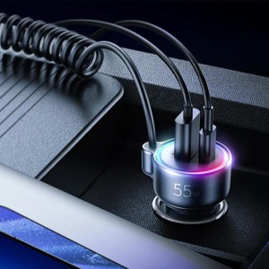 Incarcator Auto 3 in 1, Joyroom, 1x USB + 1 x PD, USB Type-C, 55W, Negru - Img 5
