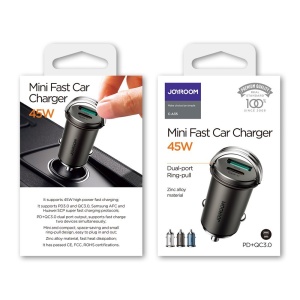 Incarcator Auto 45W, Joyroom, 1x USB-C, 1x USB-A, Inele de Sustragere, Negru - Img 4