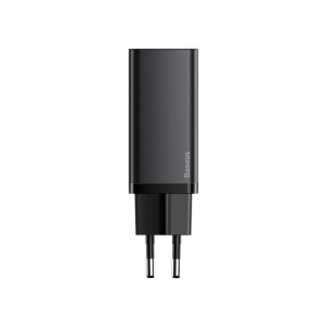 Incarcator Retea, Baseus GaN2 Lite, Quick Charge 65W, 1x USB 5V/3A, 1x USB Type-C 5V/3A, Negru - Img 1