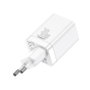 Incarcator Retea, Baseus Super Si Pro, 1x USB-A, 1x USB-C, PD 3.0, QC 3.0, 30W, Alb - Img 2