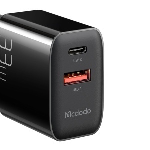 Incarcator Retea, McDodo 0921, 1x USB-C, 1x USB-A, Fast Charge, 33W, Negru - Img 2