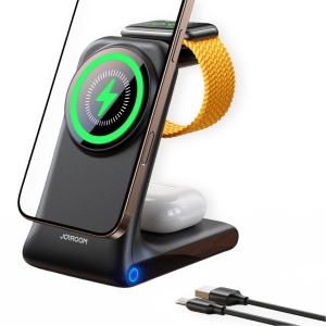 Incarcator Wireless 3 in 1 pentru Smartphone, Smartwatch si Casti, Joyroom, Compatibil MagSafe, Negru - Img 3