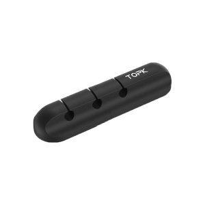 Organizator Cabluri 1 x 3 TopK L16, Silicon, Fixare cu Banda Dublu Adeziva, Negru