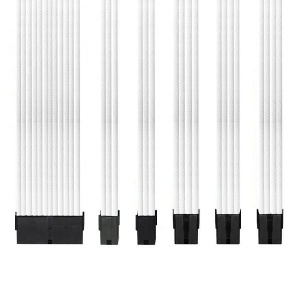 Set Prelungire Cabluri Sursa ATX, Asiahorse Modding Sleeve, Kit Extender, Mesh Textil, 30 cm, 18AWG, Alb - Img 3