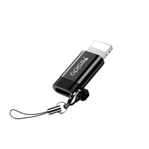 Adaptor Lightning Tata la Micro USB Mama, Yesido GS05, 2.4A, Carcasa Compacta, Aluminiu, Negru - Img 1
