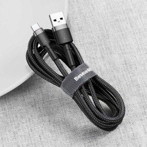 Cablu Date si Incarcare USB la Type-C, Baseus, 3A Fast Charge, Negru + Gri, Ultrarezistent, 0.5/1/2 m - Img 7