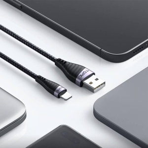 Cablu de Date TopK AN15, USB la iPhone Lightning, 3A, Negru, 1 metru - Img 3