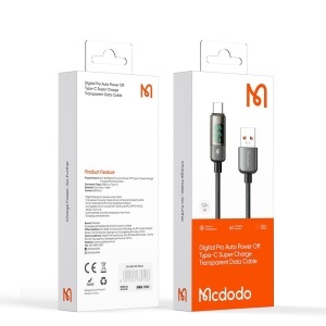 Cablu de Date USB-A Tata la USB-C Tata, McDodo 3630, 6A, Display Digital, Auto Power Off, 1.2m, Negru - Img 5