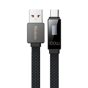 Cablu de Date USB-A Tata la USB-C Tata, McDodo 4980, 6A, Display LED, Fast Charging, Flat, 1.2m, Negru
