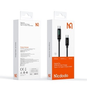 Cablu de Date USB-C Tata la USB-C Tata, McDodo 8820, 100W, Display Digital, 1.2m, Negru - Img 5
