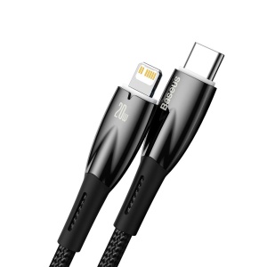 Cablu de Date USB Type-C la Lightning, Baseus, 480 Mbps, Power Delivery 20W, Mesh Nylon, 2m, Negru - Img 6