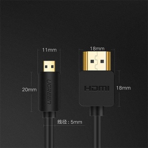 Cablu HDMI - micro HDMI 19 pini Ugreen 30102, Bidirectional, 4K@60Hz, 30AWG, 1.5 m, Negru - Img 6