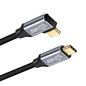 Cablu USB Type-C 90 Grade, 4K 60hz, Conectori Intariti, Protectie Mesh, 1 metru, Negru - Img 3