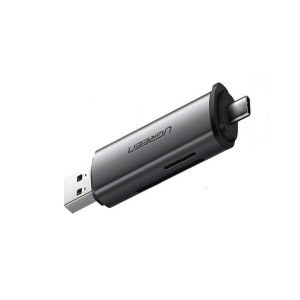 Card Reader 3 in 1 Ugreen CM184, USB 3.0, USB Type-C la SD si Micro SD, 5 Gbps, Space Grey - Img 1