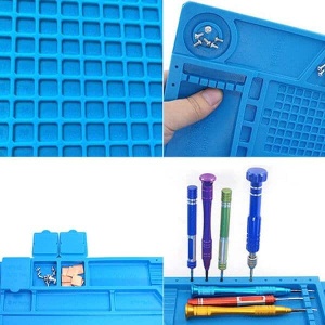 Covor Service Antistatic 45 x 30 cm cu Organizator Componente Basekit S-160, Izolator Termic 500Â°C, Albastru - Img 3