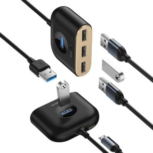 HUB extern Baseus Square, porturi USB: USB 3.0 x 1 + USB 2.0 x 3, conectare prin USB 3.0, lungime 1 m, negru, "CAHUB-AY01"  - 6953156297104 - 3