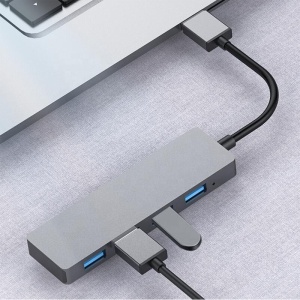 Hub Multiport 4 in 1, Basekit USH253, USB 3.0 la 4 x USB 3.0, Aluminium, Space Gray - Img 2