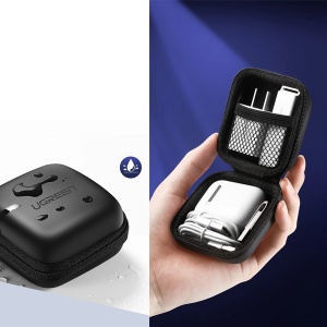 Husa Universala Tip Case, Organizare Casti si Electronice Mici, Ugreen LP128, 8 x 8 cm, Fermoar, Carabina, Negru - Img 4