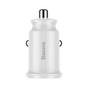 Incarcator Auto 2x USB-A 5V 3A, Baseus Grain, Iluminare Led, Alb - Img 3
