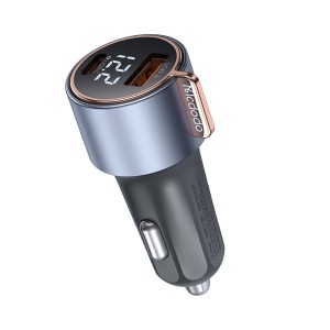 Incarcator Auto 75W, McDodo 3690, 1x USB-A, 1x USB-C, Fast Charge, Digital Display, Negru