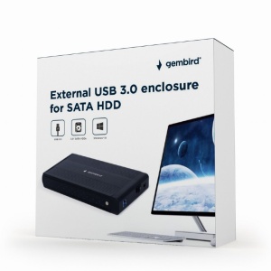 RACK extern GEMBIRD, extern pt. HDD, 3.5 inch, S-ATA, interfata PC USB 3.0, aluminiu, negru, "EE3-U3S-3"  - 4