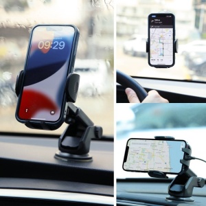 [RESIGILAT] Suport Auto pentru Telefon, Joyroom, Prindere pe Bord/Parbriz, Brat Telescopic, Ajustare Unghi 360 Grade, Negru - Img 2