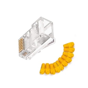 Set 10x Conectori RJ45 cu Manson Protectie, Galben - Img 1
