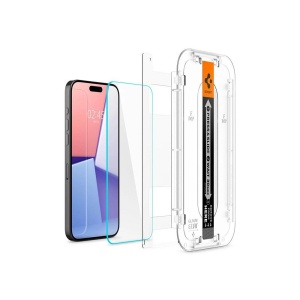 Set 2x Folii Sticla de Protectie Ecran, Spigen Ez-Fit pentru iPhone 15 Pro Max, Transparent - Img 3