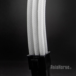 Set Prelungire Cabluri Sursa ATX, Asiahorse Modding Sleeve, Kit Extender, Mesh Textil, 30 cm, 18AWG, Alb - Img 4