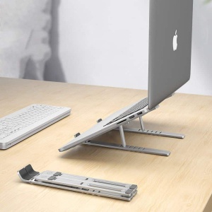 Stand Laptop Tableta, Tech-Protect, Pliabil, Dimensiuni Reduse, Aluminiu, Silver - Img 3