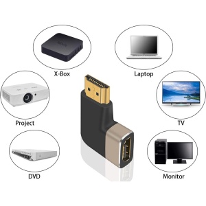 Adaptor HDMI Mama la HDMI Tata, Basekit, 8k@60Hz, 4k@120Hz, 90 Grade, Conectori Auriti, Argintiu - Img 3