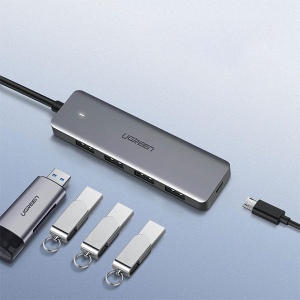 Adaptor Hub Multiport 5 in 1 Ugreen CM219 50985, USB la 4x USB 3.0, 1x Input USB-C PD 5V 2A, Space Gray - Img 6