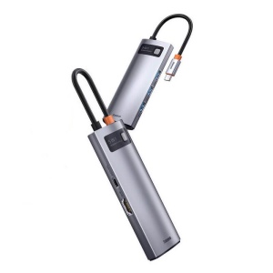 Adaptor Multiport Hub 5 in 1, Baseus, USB Type-C la HDMI 4K 60Hz, USB-C PD 100W, USB 3.0 - Img 3
