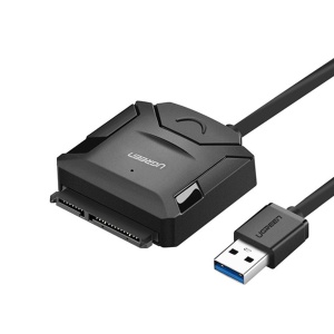 Adaptor Sata la USB 3.0 pentru Hdd Ssd 3.5 si 2.5 inch, Ugreen 20611, 5 Gbps, SATA 7+15 pini, Priza, Negru