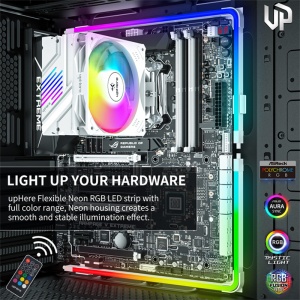 Banda Led RGB, UpHere RF402, Iluminare Carcasa, 3 Pini 5V, 8W, Set 2 Bucati si Telecomanda - Img 4