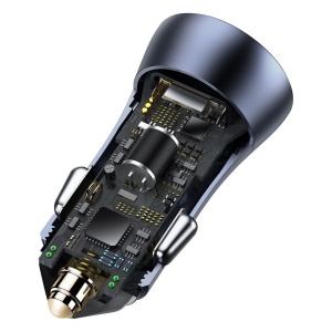 Baseus TZCCJD-B0G Set Incarcator Auto Golden Pro, Fast Charge, USB-C 20W, USB-A 20W, Cablu USB-C - Lightning, Space Gray - Img 5